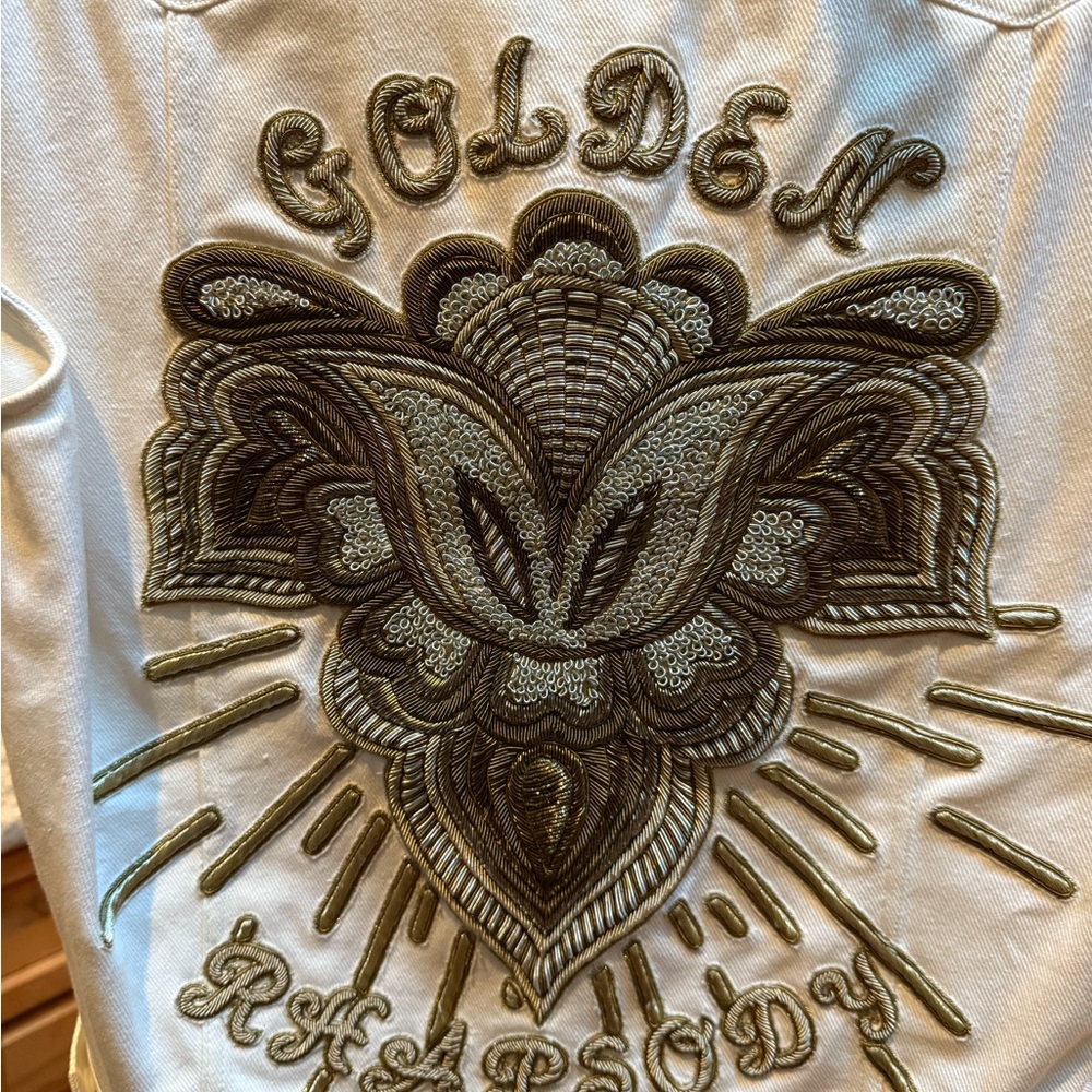 Rue De Seine Rhapsody Cream Embroidered Denim Vest. LIMITED EDITION. Size Medium - Picture 16 of 16